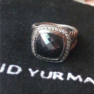 David Yurman Albion 11mm Silver Ring with Hematite and Diamonds.